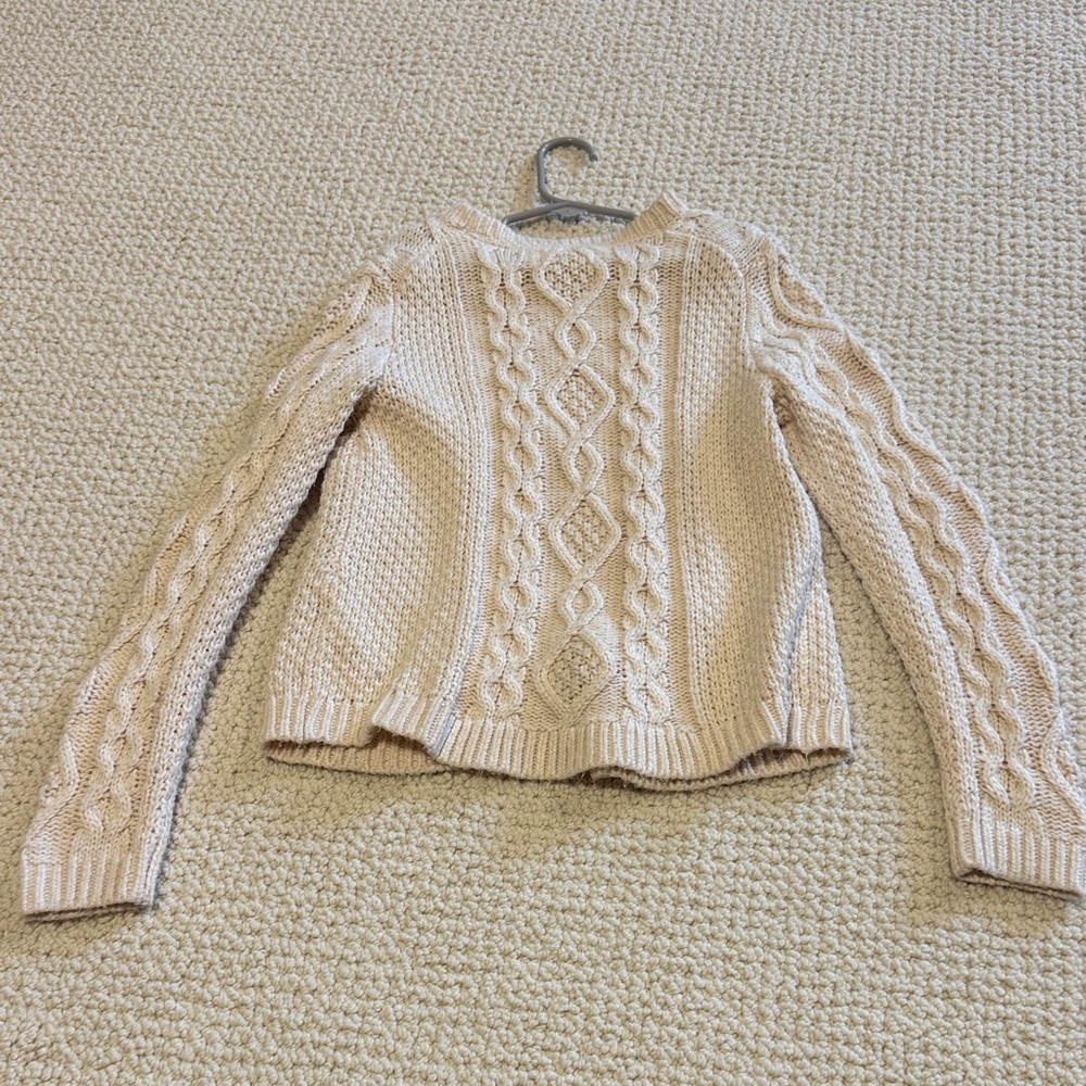 Mini Boden Cream Cable Knit Cardigan with Mustard Trim - Picture 6 of 13